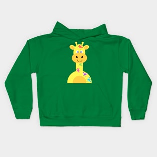 Rainbow splodge giraffe Kids Hoodie